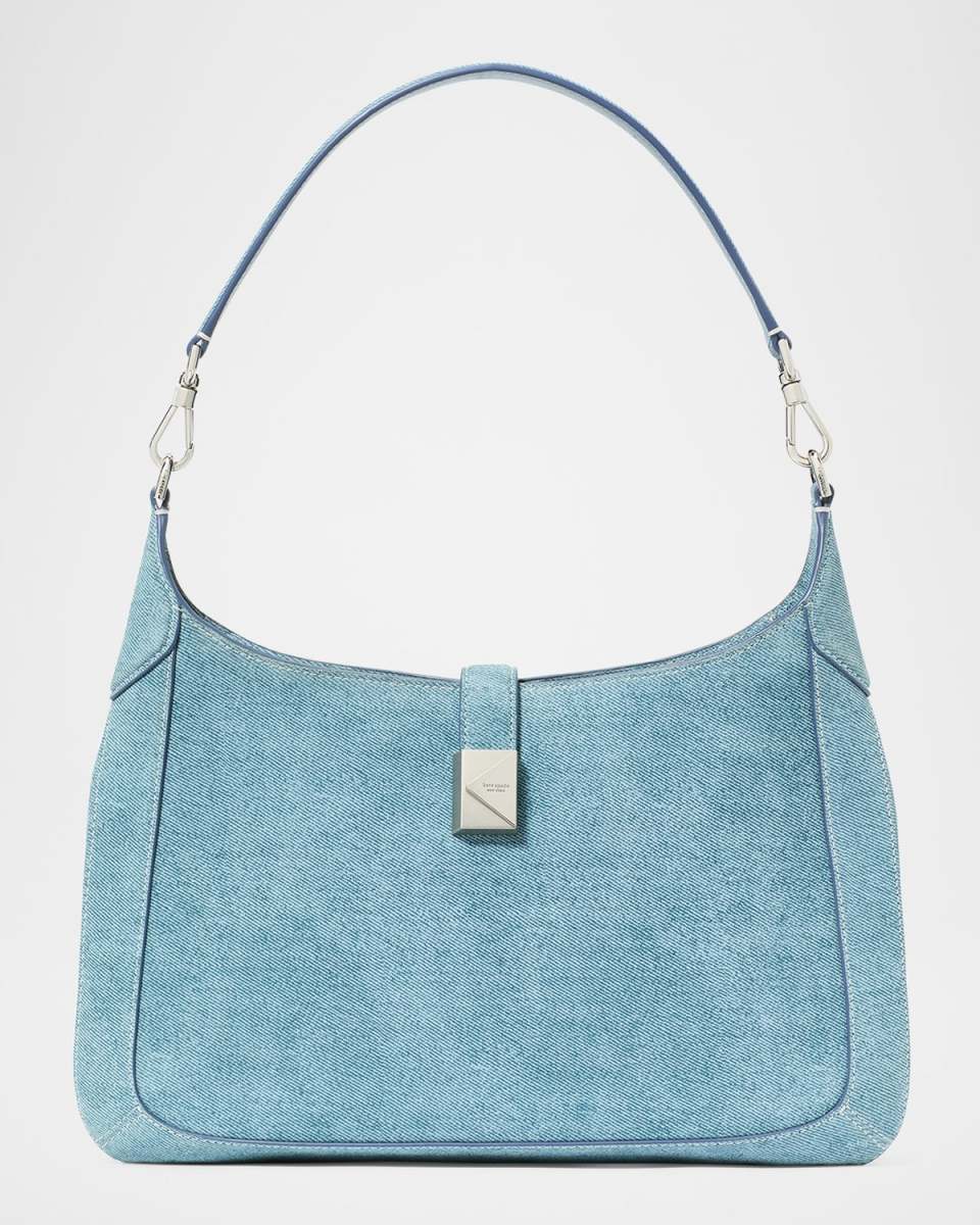 deco denim suede hobo bag